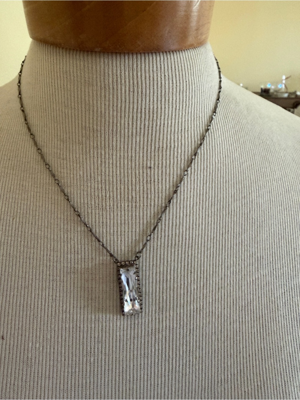 Sorrelli Anniversary Vintage Crystal  Bar Pendant Necklace w Silver-Tone Chain